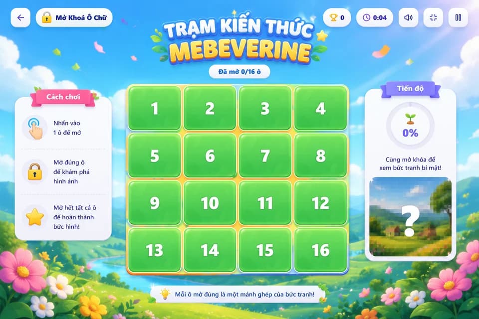 Minh hoạ game Mở Khoá Ô Chữ